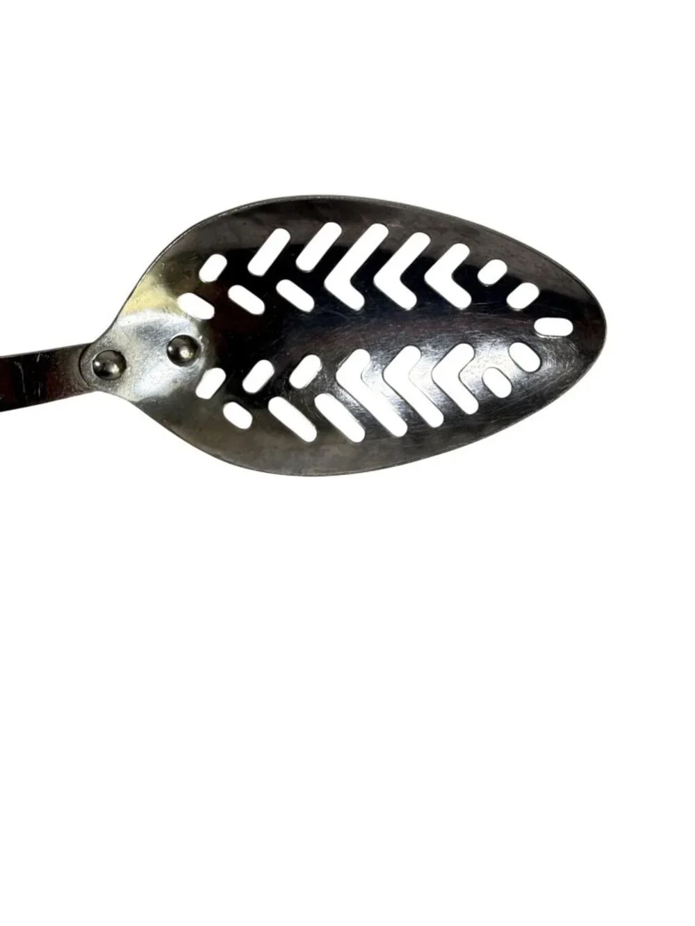Vintage Flint Stainless Steel Slotted Serving Spoon Arrowhead Handle ~12